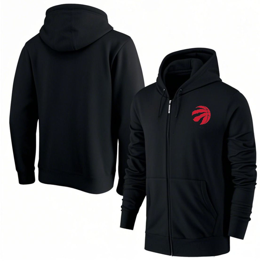 Men Toronto Raptors Black Zipper hoodie 2025 NBA Jersey style 1